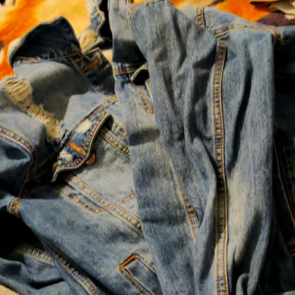 Denim distressed jacket